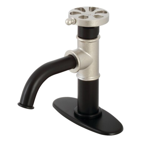 Kingston Brass KSD2826RX Single-Handle Bathroom Faucet with Push Pop-Up, Matte Black/Polished Nickel KSD2826RX